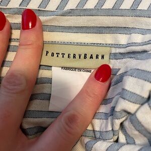 Pottery Barn Blue and White Linen-Cotton Blend Euro sham